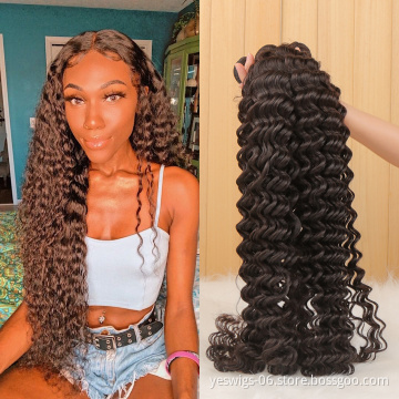 Yeswigs Loose Deep Wave Raw Brazilian Virgin Human Hair Extension Bundles Cheap Wholesale Natural Human Hair Weave Bundles